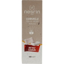 Nesrin NESRİN 120 ml Çubuklu Oda Kokusu Beyaz Sabun – Bambu Koku, Kalıcı Ortam Kokusu ve Dekoratif Cam Şişe
