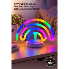 Yenilig 3 Adet Neon Işıklı Gökkuşağı Masa Gece Lambası – Pil ve USB Ile Çalışan, Dekoratif Neon Night Light, Masa Aydınlatması