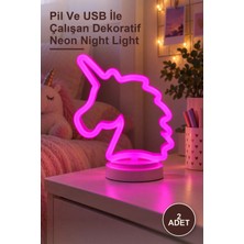 Yenilig 2 Adet Neon Işıklı Unicorn Masa Gece Lambası – Pil ve USB Ile Çalışan Dekoratif Neon Night Light