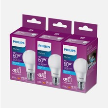 8 Adet Philips Essential 60 W Beyaz Klasik E27 Duy 3'lü LED Ampul