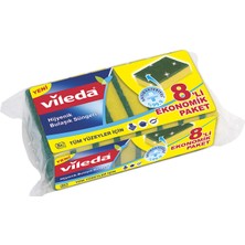 8 Adet Vileda Yeşil Düz 8'li Dikdörtgen Bulaşık Süngeri