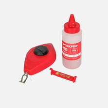 4 Adet Workpro WP329019 Çizim Ipi Seti 115GR Kırmızı Çizim Ipi Boyası + Mini Su Terazisi + 30M Çizim Ipi