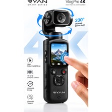 Ryan 4K Vlog Kamera Dokunmatik Ekranlı 330° Otomatik Dönen Başlık Wifi Akıllı Yüz Takipli