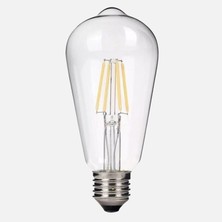 9 Adet Ecolite LED Filament ST64 7 W Sarı 2700K E27 LED Ampul