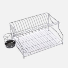 Kitchenox Dikdörtgen 2 Katlı 21X32X54 cm Metal Kaşıklıklı Bulaşıklık