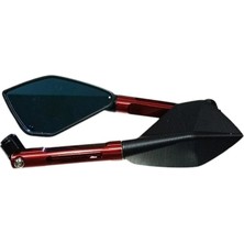 rialli Motosiklet Modifiye Ayna (Dekoratif) Cnc (Kırmızı)