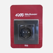 Mutlusan 4 Adet Rita USB Type-C Priz Antrasit