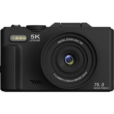 Euro Special Castu WD08 Pro 5k Ultra Hd 75MP Wi-Fi 18X Dijital Zoom Menteşeli Ekranlı Dijital Kamera Siyah
