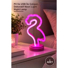 Yenilig 1 Adet Neon Işıklı Flamingo Yazılı Masa Gece Lambası – Pil ve USB Ile Çalışan, Dekoratif Neon Light Night Lamp
