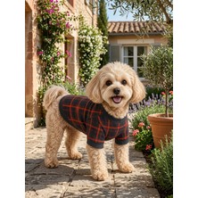 Ekose Desenli Şık Köpek Sweatshirt Kazak