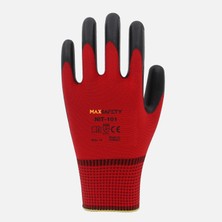 Max Safety 12 Adet Maxsafety MXNIT-101-10 Nitril Eldiven(Kırmızı - Siyah)