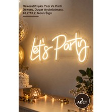 Yenilig 3 Adet Let's Party Neon LED – Dekoratif Işıklı Yazı ve Parti Dekoru, Duvar Aydınlatması, 40.2*18.2, Neon Sign