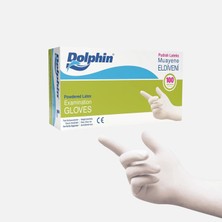 2 Adet Dolphin Pudralı Lateks Eldiven Beyaz 100'LÜ S