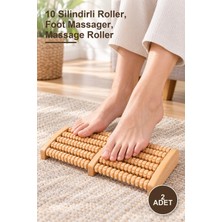 Yenilig 2 Adet Ahşap Ayak Masaj Aleti – 10 Silindirli Roller, Foot Massager, Massage Roller