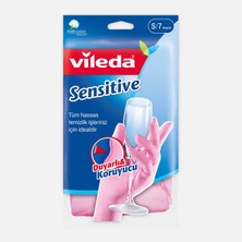 6 Adet Vileda Candy Pink Sensitive Pamuklu Tek Small Temizlik Eldiveni Pembe