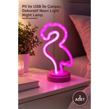 Yenilig 2 Adet Neon Işıklı Flamingo Yazılı Masa Gece Lambası – Pil ve USB Ile Çalışan, Dekoratif Neon Light Night Lamp