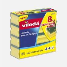 9 Adet Vileda Yeşil Oluklu 8'li Dikdörtgen Bulaşık Süngeri