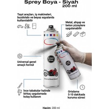 Azimli 200 ml Siyah Sprey Boya Metal Ahşap Beton Uyumlu Hızlı Kuruyan Çok Amaçlı