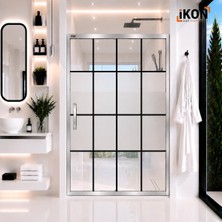 ikon Enzo 1 Sabit 1 Sürgü | Krom Karolaj Orta Buzlu Duş Kabini H:190