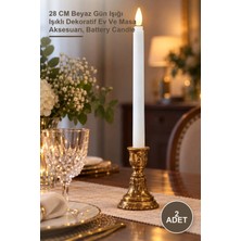 Yenilig 2 Adet Pilli Mum – 28 cm Beyaz Gün Işığı Işıklı Dekoratif Ev ve Masa Aksesuarı, Battery Candle