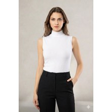 İncili Tekstil Kadın Balıkçı Yaka Sıfır Kol Atlet - Beyaz - XL - Model 6236