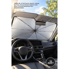 Yenilig 10 Adet Araba Ön Cam Güneş Şemsiyesi – 140X80 Cm, 10 Telli Tasarım, Siyah Iç / Gümüş Dış Yüzey, Kumaş Titanyum Kaplama Çelik Gövde, Sunshade Windshield Visor