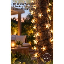 Yenilig 1 Adet Solar Papatya LED Işık Zinciri – 5m 50 LED Gün Işığı, 8 Fonksiyonlu, Güneş Enerjili String Lights