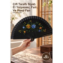 Yenilig 60 Adet Bambu Yelpaze – Çift Taraflı Siyah El Yelpazesi, Fan ve Hand Fan