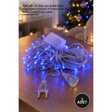 Yenilig 3 Adet LED Damla Uçlu Işık Zinciri – 10M 100 LED Mavi Işık Şeffaf Kablo Fişli Uzatma Kablolu 8 Fonksiyonlu, String Lights Fairy Lights