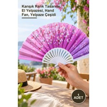 Yenilig 1 Adet Plastik Kumaş Yelpaze – Karışık Renk Tasarımı, El Yelpazesi, Hand Fan, Yelpaze Çeşidi