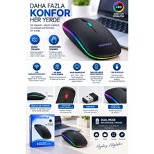 Akıllı Bayi Kablosuz Şarjlı Sessiz Tıklamalı Ergonomik Mouse
