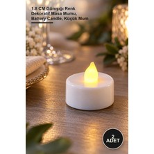 Yenilig 2 Adet Pilli Mum – 1.8 cm Günışığı Renk Dekoratif Masa Mumu, Battery Candle, Küçük Mum