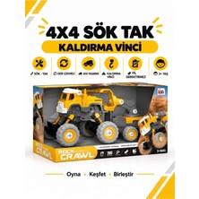 Metito Toys 4x4 Geri Çek-Bırak Vinçli Kamyon DIY Oyuncak Seti, 25+ Sök-Tak Parça