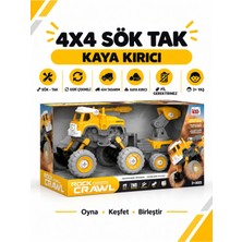 Metito Toys 4x4 Geri Çek-Bırak Kaya Kırıcılı Kamyon DIY Oyuncak Seti, 25+ Sök-Tak Parça