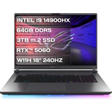 Asus Rog Strix G18 G815JMR-S9041W I9 14900HX 64GB Ddr5 3tb M.2 SSD Rtx 5060 W11H 18" 2.5k Wqxga Taşınabilir Bilgisayar