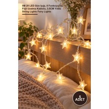 Yenilig 5 Adet LED Yıldız Işık Zinciri – 5m 28 LED Gün Işığı, 8 Fonksiyonlu Fişli Uzatma Kablolu, 3.5cm Yıldız String Lights Fairy Lights