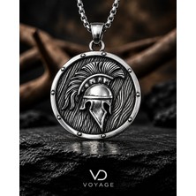 Voyage Accessory Paslanmaz Çelik Antik Spartalı Savaşçı Miğferi Tasarımlı Kolye -Spartan Kolye