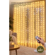 Yenilig 1 Adet Tel Perde LED – 3x3 Metre Gün Işığı 300 LED 10 Saçak 8 Fonksiyon Uzaktan Kumandalı Usb'li Asma Aparatlı String Lights