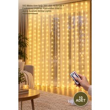 Yenilig 10 Adet Tel Perde LED – 3x3 Metre Gün Işığı 300 LED 10 Saçak 8 Fonksiyon Uzaktan Kumandalı Usb'li Asma Aparatlı String Lights