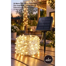Yenilig 1 Adet Peri LED Solar – 20 Metre 200 Led, 8 Fonksiyon, Gün Işığı Renk, Bahçe Balkon Dekorasyonu, Fairy Lights
