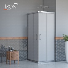ikon Enzo Kare | Krom Buzlu 04 Duş Kabini H:190