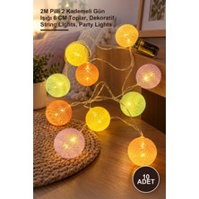 Yenilig 10 Adet Işıklı Renkli Top Dekoratif Süs – 2m Pilli 2 Kademeli Gün Işığı 6 cm Toplar, Dekoratif String Lights, Party Lights