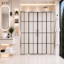 ikon Enzo 2 Sabit 2 Sürgü | Krom Karolaj Tam Buzlu Duş Kabini H:190