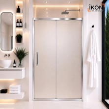 ikon Enzo 1 Sabit 1 Sürgü | Krom Buzlu 04 Duş Kabini H:190
