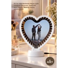 Yenilig 4 Adet Kalp Sihirli Ayna – Pil ve USB Beslemeli Beyaz Işıklı Fotoğraf Çerçevesi, Dekoratif Ayna Mirror, Makeup Vanity