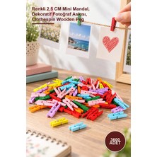 Yenilig 3600 Adet Ahşap Mandal – Renkli 2,5 cm Mini Mandal, Dekoratif Fotoğraf Askısı, Clothespin Wooden Peg