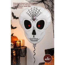 Yenilig 4 Adet Iskelet Folyo Balon – Örümcek Ağ Desenli Parti Dekorasyonu, Cadılar Bayramı ve Halloween Aksesuarı, Skeleton Balloon, Spider Web