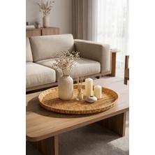 Digithome Hasır Yuvarlak Rattan Dekoratif Pinterest Tepsi 50 cm M-1717