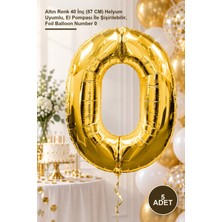 Yenilig 5 Adet Sıfır Rakamı Folyo Balon – Altın Renk 40 Inç (87 Cm) Helyum Uyumlu, El Pompası Ile Şişirilebilir, Foil Balloon Number 0