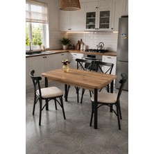 Sweet Home Masa Sandalye 70X120 Sabit Masa + 4 Adet Çapraz Sandalye Mutfak & Yemek Masası Takımı